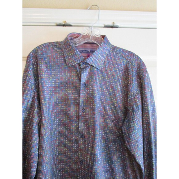 Luchiano Visconti Shirt Mens Large Long Sleeve Button Up Modern Pattern Dress Ca - Picture 2 of 12